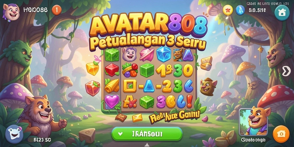 Tampilan permainan Match-3 yang penuh warna dan menarik.