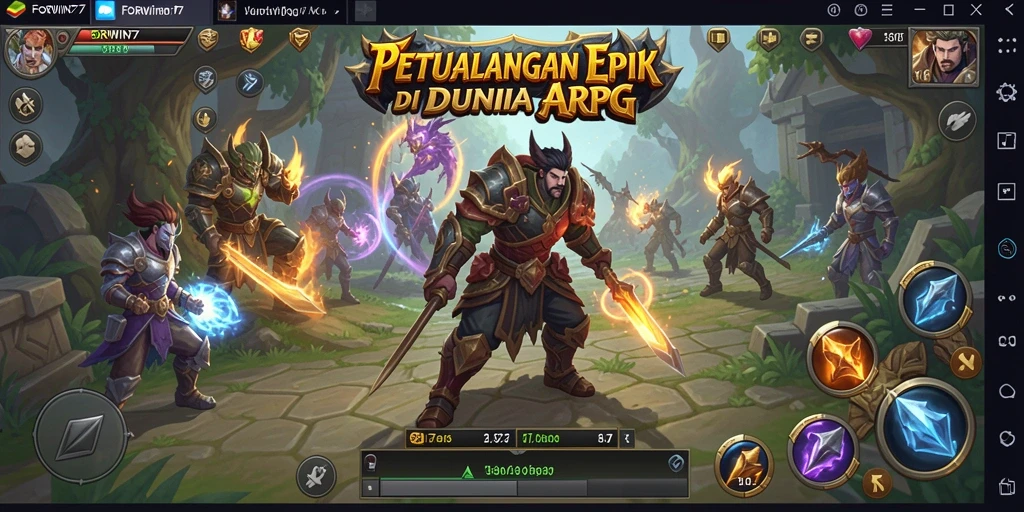 Screenshot gameplay FORWIN77 menampilkan aksi seru dalam pertarungan ARPG.