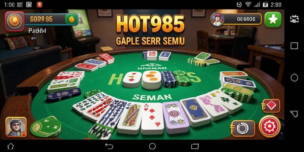 Tampilan gameplay seru HOT985 dalam permainan Gaple.