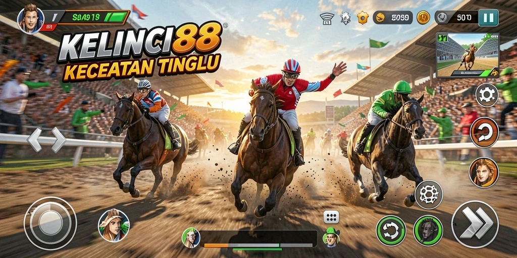 Tampilan gameplay KELINCI88 yang mendebarkan dan penuh aksi balapan.