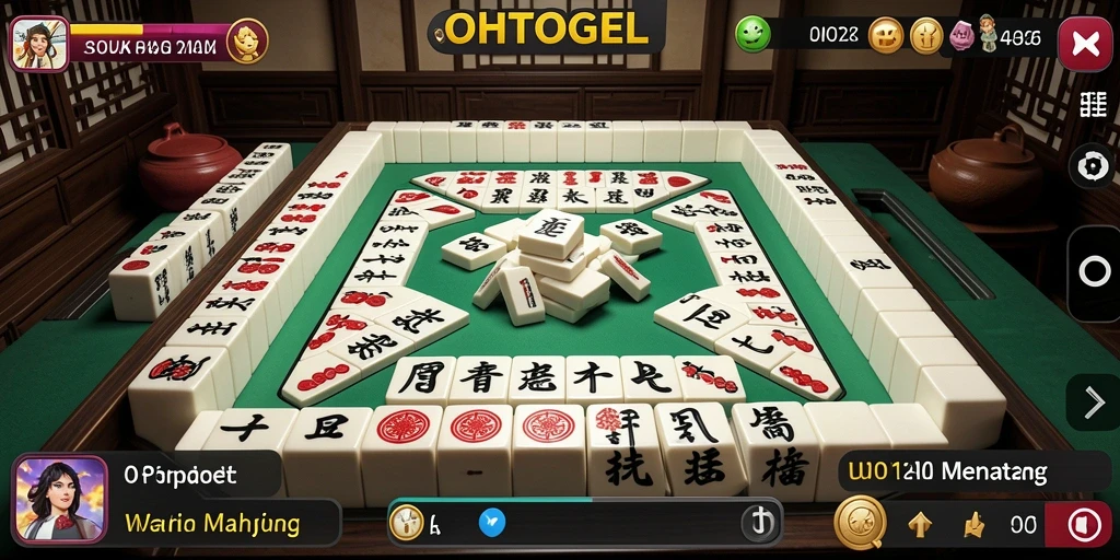 Screenshot gameplay OHTOGEL menampilkan papan Mahjong yang menantang.