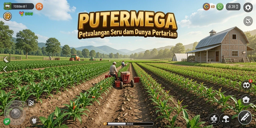 Screenshot gameplay PUTERMEGA yang menampilkan aktivitas bertani.