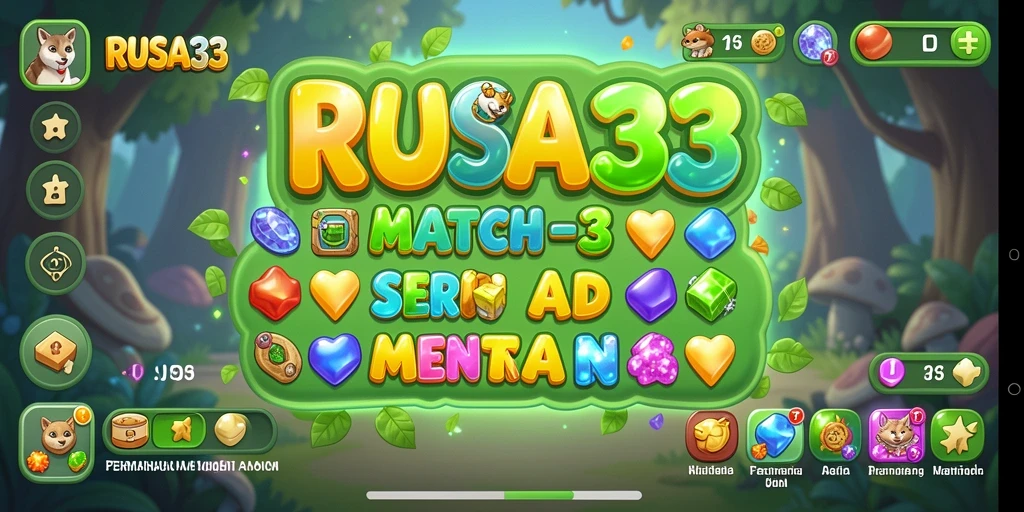 Screenshot utama RUSA33 menampilkan keseruan gameplay Match-3.