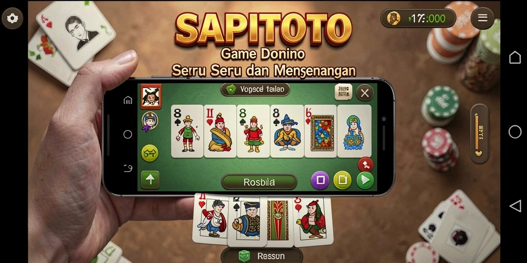 Tampilan gameplay seru dari SAPITOTO dengan domino menarik.