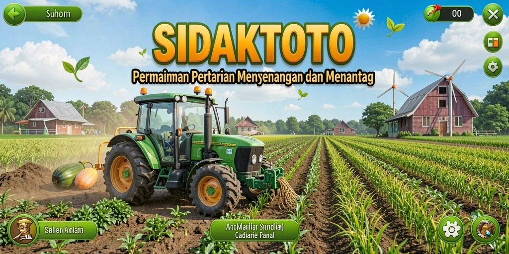 Screenshot gameplay SIDAKTOTO menunjukkan suasana pertanian yang indah dan interaktif.