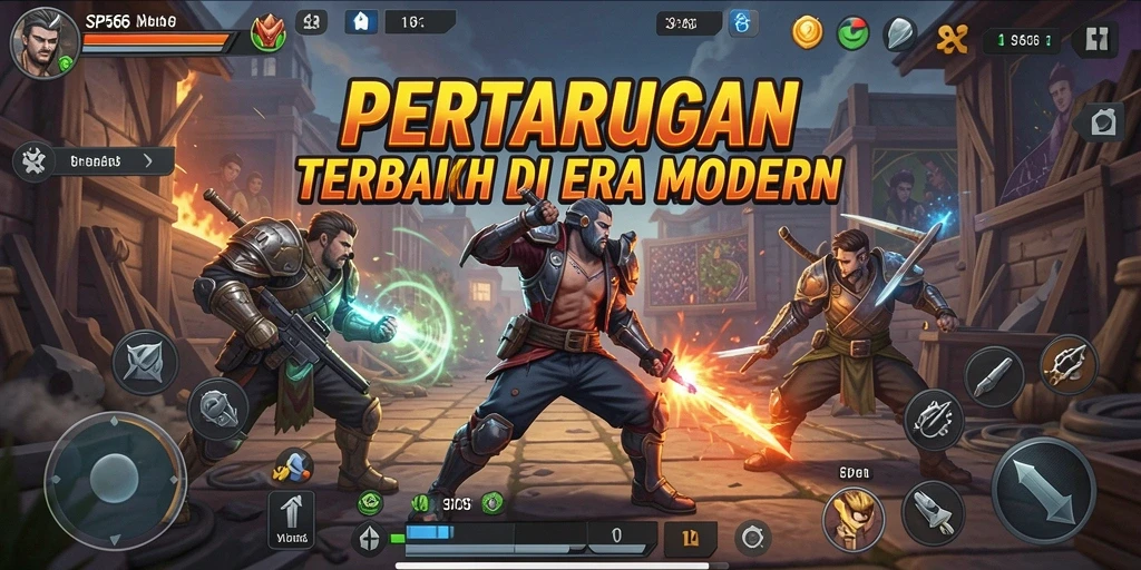 Tampilan gameplay SP666 dengan pertarungan epik yang intens.